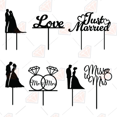 Wedding Cake Topper SVG Bundle | PremiumSVG