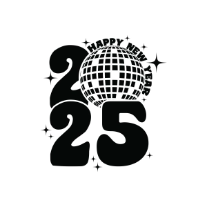 2025 Happy New Year SVG with Party Ball, Trendy 2025 SVG New Year SVG