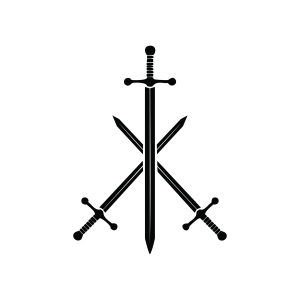 3 Cross Swords SVG Drawings