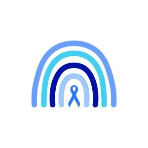 Blue Rainbow SVG with Ribbon Autism SVG