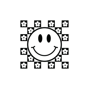 Smiley Face SVG with Checkered Flower Pattern Smiley Face SVG