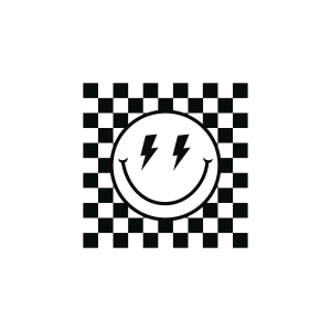 Checkered Smiley Face SVG with Lightning Smiley Face SVG