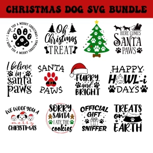 Christmas Dog SVG Bundle, Dog Christmas SVG Ornaments Christmas SVG