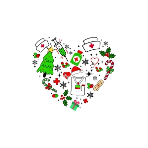 Christmas Nurse SVG, Christmas Heart SVG with Nurse Elements Nurse SVG