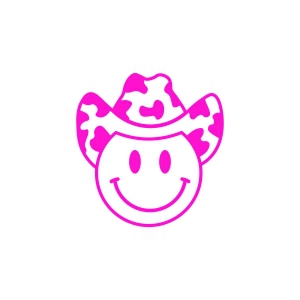 Smiley Face SVG with Cow Print Cowboy Hat Smiley Face SVG