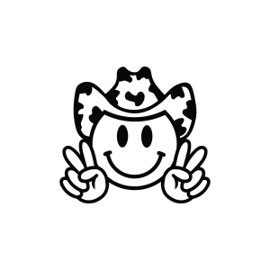 Cow Print Smiley Face SVG with Peace Sign Smiley Face SVG