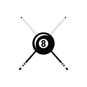 Crossed Cue Sticks SVG, 8 Ball Billiards SVG Sports SVG