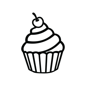 Cupcake Outline SVG with Cherry Birthday SVG