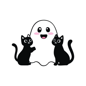 Cute Ghost with Cats SVG, Cute Halloween Ghost SVG Halloween SVG