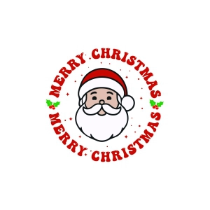 Cute Merry Christmas SVG with Santa Face Christmas SVG