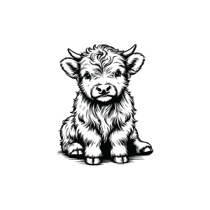 Cute Sitting Highland Cow SVG Cow SVG