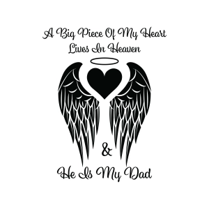 Dad In Heaven SVG, Dad Memorial SVG with Angel Wings Father's Day SVG