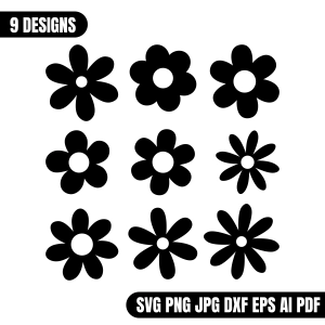 Daisy SVG Black and White, 9 Designs Daisy SVG