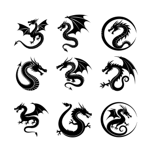 Dragon SVG Silhouette, Dragon Silhouettes SVGs Wild & Jungle Animals SVG