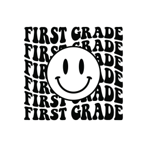 Retro 1st Grade SVG with Smiley Face, First Grade SVG School SVG