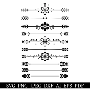 Flower Dividers SVG, Text Dividers SVG Decorative Line SVG