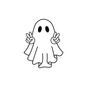 Ghost SVG with Peace Sign Hand Halloween SVG