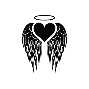 Heart Angel Wings Silhouette SVG, Angel Wings SVG Drawings