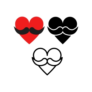 Heart Mustache SVG, Love Mustache SVG Vector Files Valentine's Day SVG