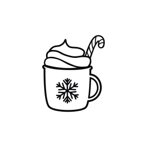 Hot Chocolate Mug Outline SVG Christmas SVG