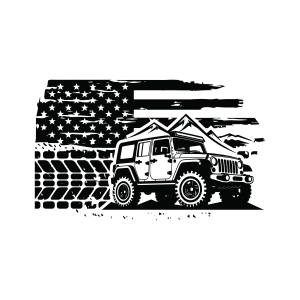 Jeep SVG with Distressed USA Flag, Jeep Mountain SVG Jeep SVG