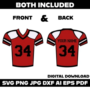 Layered Football Jersey SVG Front & Back Football SVG