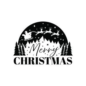 Merry Christmas Scene SVG, Tree Santa Sleigh SVG Christmas SVG