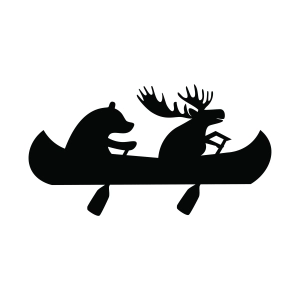 Moose and Bear Paddling in a Canoe SVG Silhouette Moose Silhouette