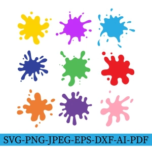 Paint Splatter SVG Files, 9 Paint Splatter Images Vector Illustration