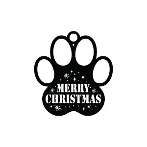 Paw Shape Merry Christmas Ornament SVG Cutting File Christmas SVG