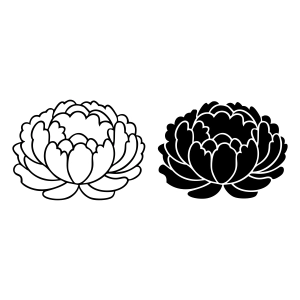 Peony SVG Cut File, Peony Silhouette Outline Flower SVG