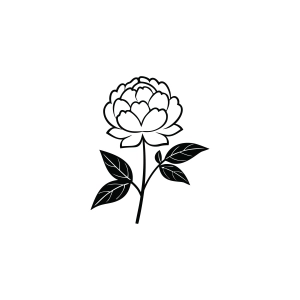 Peony with Stem SVG Flower SVG