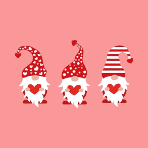 Red Cute Gnomes SVG, Three Gnomes SVG Valentine's Day SVG