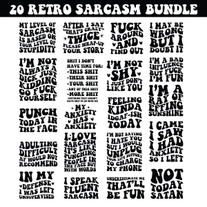 BIG Retro Sarcastic SVG Bundle, Sarcastic Saying SVG Files Funny SVG