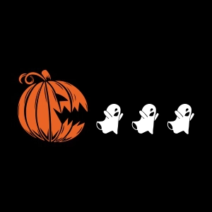 Scary Pumpkin with Ghosts SVG, Ghosts Running from Pumpkin SVG Ghost SVG