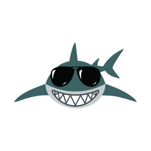 Shark with Sunglasses SVG, Layered Shark SVG Shark SVG