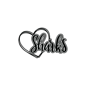 Sharks with Heart SVG, Sharks Mascot SVG Shark SVG