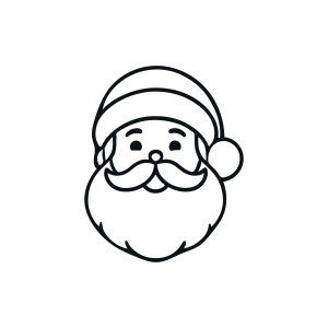 Simple Santa Face Outline SVG, Santa Head SVG Christmas SVG