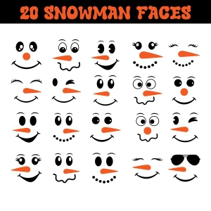 Snowman Faces SVG Bundle, Cute Snowman SVG Christmas SVG