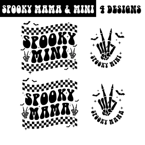 Spooky Mama & Mini SVG Files, Spooky Mini Mama SVG Halloween SVG