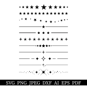 Star Line Divider SVG, Text Dividers SVG Decorative Line SVG