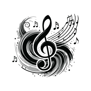 Treble Clef SVG with Musical Notes Music SVG