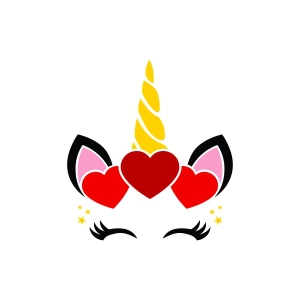 Unicorn Head SVG with Hearts, Unicorn SVG Valentine's Day SVG