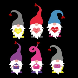 Valentine Gnomes SVG Bundle, Instant Download Valentine's Day SVG