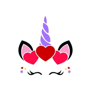 Valentine's Day Unicorn SVG, Unicorn Head with Hearts SVG Valentine's Day SVG