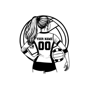 Volleyball Girl Player SVG, Volleyball Girl Monogram SVG Volleyball SVG