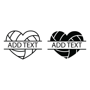 Volleyball Heart Monogram SVG, Split Volleyball SVG Volleyball SVG