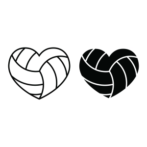 Volleyball Heart SVG, Design and Cut Files Volleyball SVG