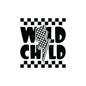 Wild Child SVG with Checkered Lightning Baby SVG